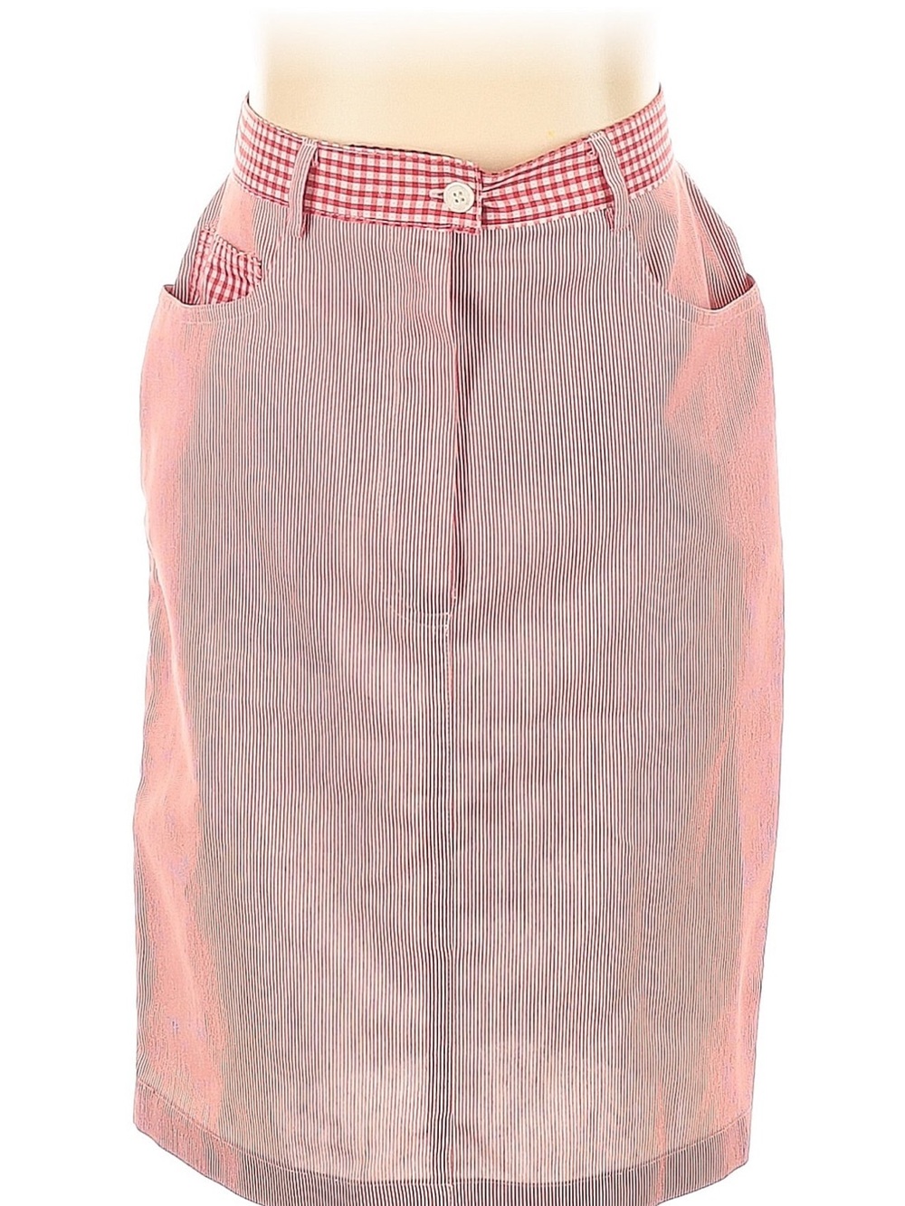 Doncaster Collection Pinstripe Gingham Trim Skirt Vintage Size 8